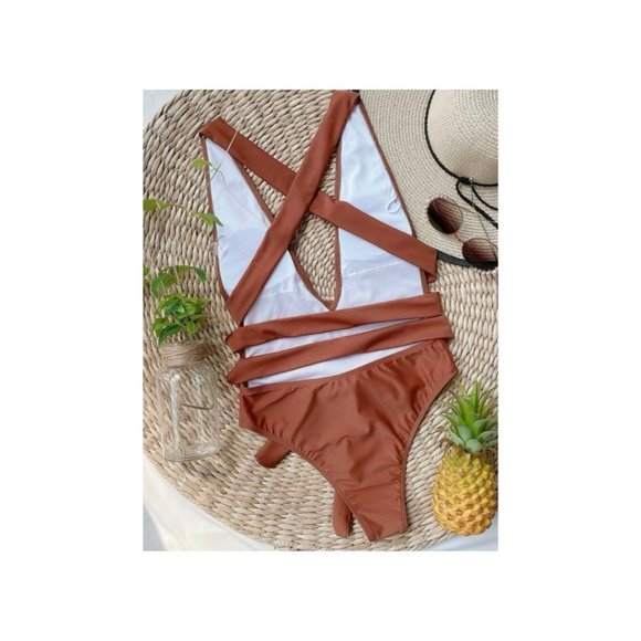 Knot Front Plunging One Piece Swimsuit Size S - Picture 3 of 5